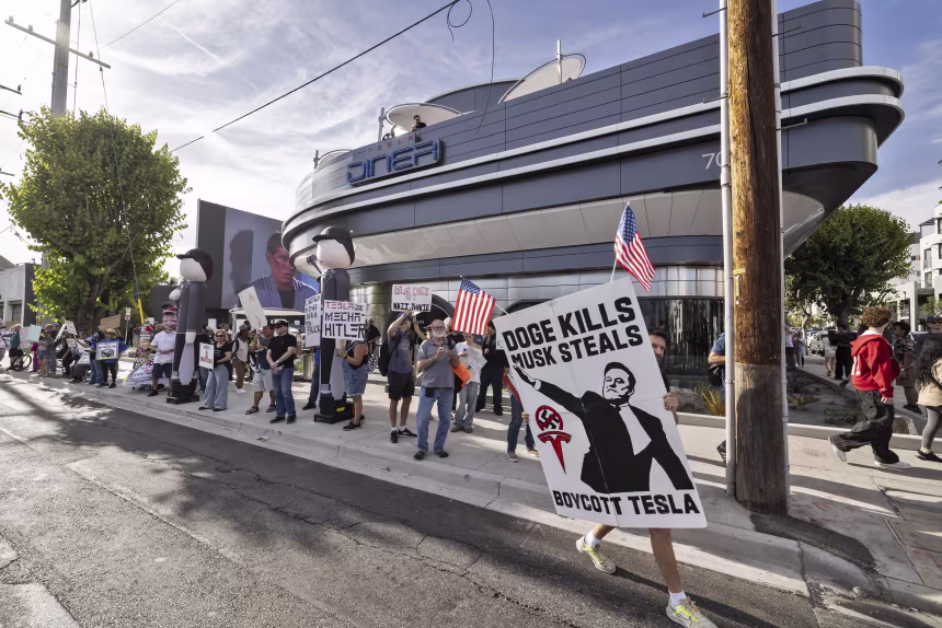 Protesters Shift Focus to Elon Musk's Tesla Diner in Ongoing Demonstrations